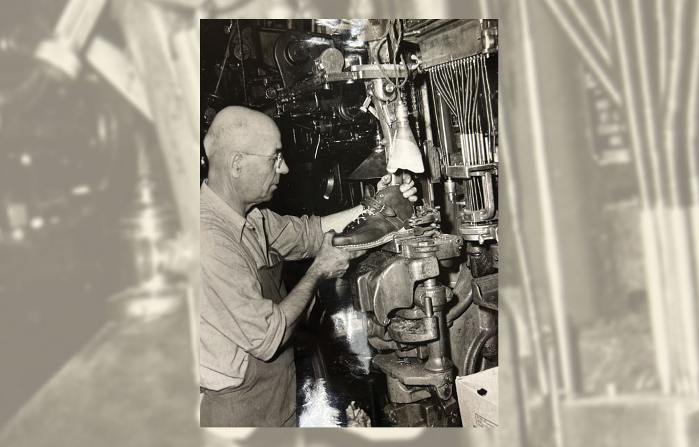 Boot maker in the Chippewa factory.